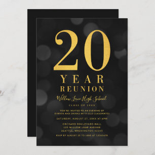 Invitation Dark Bokeh Lights 20 Année Classe Réunion