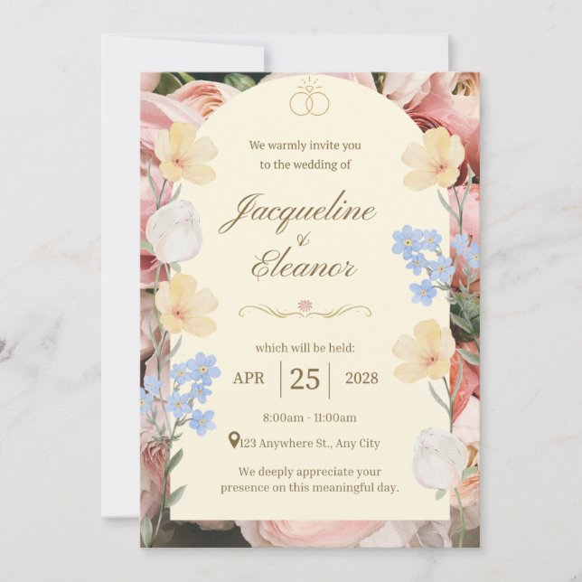 Invitation Dark Botanical Wedding Invite | Elegant Floral (Devant)