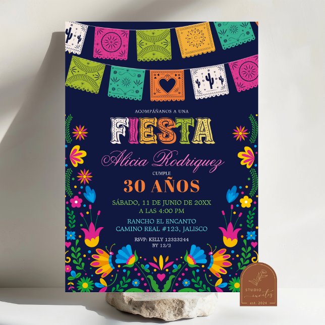 Invitation Dark Colorful Talavera Mexican Fiesta Birthday (Créateur téléchargé)