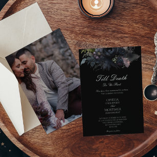 Invitation Dark Gothic Black Till Death Mariage photo officie