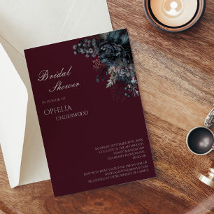 Invitation Dark Gothique Floral Bourgogne Fête des mariées Ma