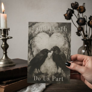 Invitation Dark Gothique Noir & Tan Raven Couple Mariage
