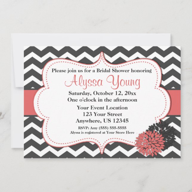 Invitation Dark Grey Cayenne Chevron (Devant)