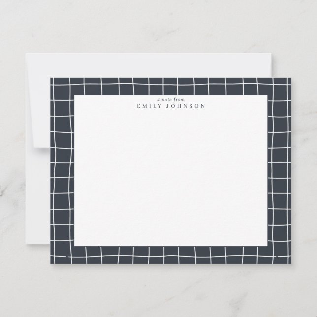 Invitation Dark Grid Frame Note Card (Devant)