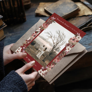 Invitation Dark Moody Floral Autumn Photo Enregistrer la date