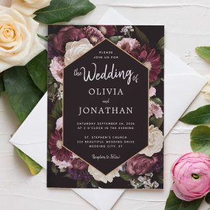 Invitation Dark Moody Floral Romantic Wedding