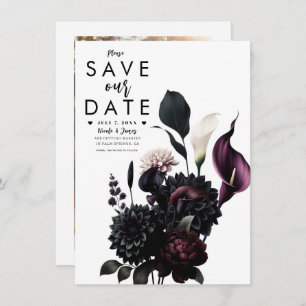 Invitation Dark Moody Mariage floral romantique Enregistrer l