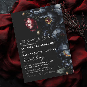 Invitation Dark Moody Romantic Black Peony Mariage gothique