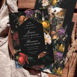 Invitation Dark Moody Romantic Floral Dutch Save the Date