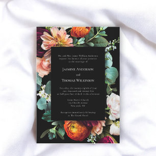 Invitation Dark moody romantique hollandais floral traditionn