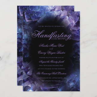 Invitation Dark Purple Boho Witch Crystals Black Handfasting