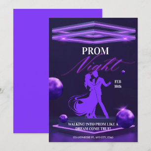 Invitation Dark Purple Bold Prom, événement