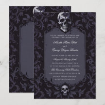 Dark Purple Gothic Boho Floral Skull Wedding