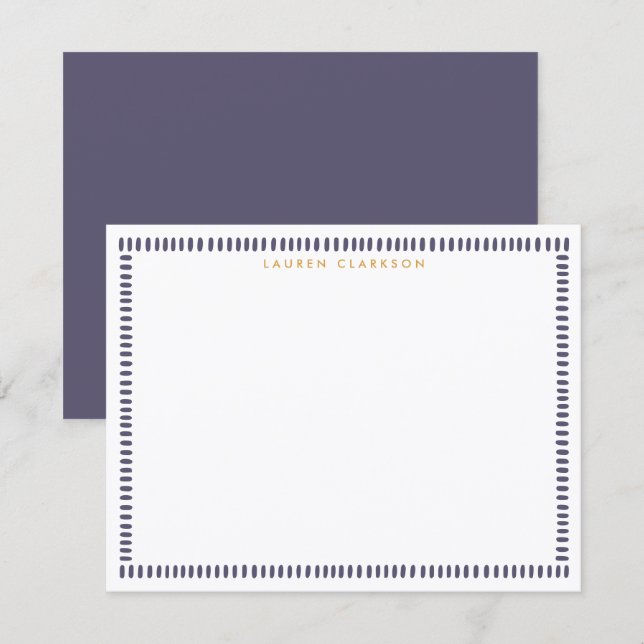 Invitation Dark Purple Hand Painted Striped Frame Note Card (Devant / Derrière)