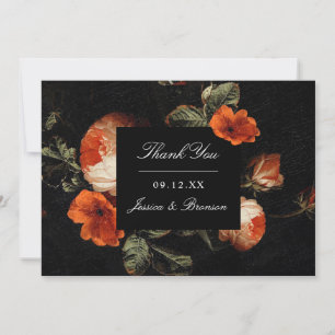 Invitation Dark Romantic Floral Rose Mariage Merci néerlandai