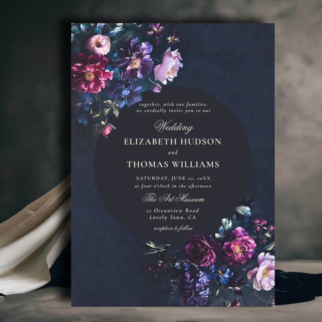 Invitation Dark Romantic Moody Florals Bijoux Tones Mariage (dark moody romantic wedding invitation gothic florals jewel tones classy romance modern classic)