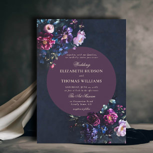Invitation Dark Romantic Moody Florals Jewel Mauve Mariage