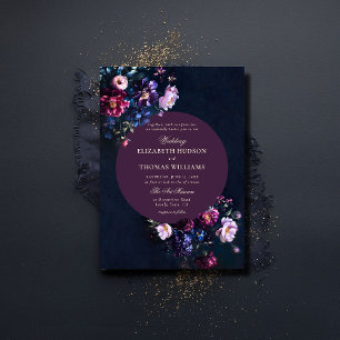 Invitation Dark Romantic Moody Florals Jewel Mauve Mariage