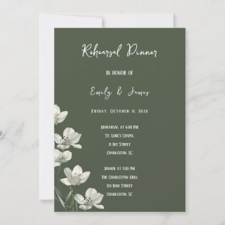 Invitation Dark Sage Green Botanical Wedding