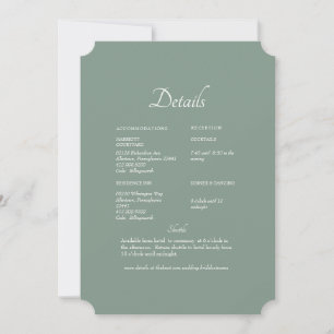Invitation Dark Sage White Hydrangea Floral Mariage Détail