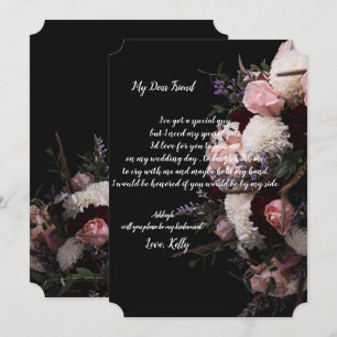 Invitation Dark vintage Florawill sera ma femme d'honneur Inv