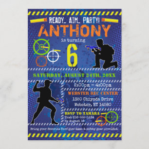 Invitation Dart Blaster Wars Party Boys Anniversaire