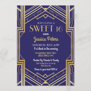 Invitation d'art déco de Gatsby d'anniversaire de