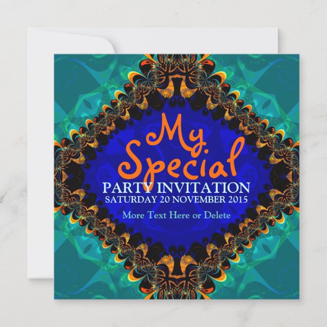 Invitation d'art fractal Tie Dye Batik (Devant)