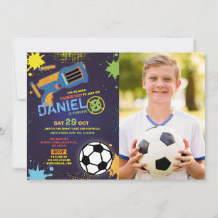 Invitation Dart Gun Fun Aim Shoot Football Anniversaire Photo