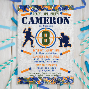 Invitation Dart Militaire Anniversaire Fête Dart Camo Soldats