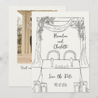 Date à sauver dessinée à la main romantique et fan