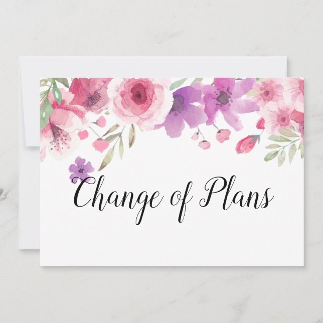 Invitation Date de changement de plans reportée Fleurs Roses (Devant)