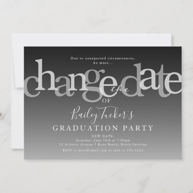 Invitation Date de changement moderne Black Ombre Graduation  (Devant)