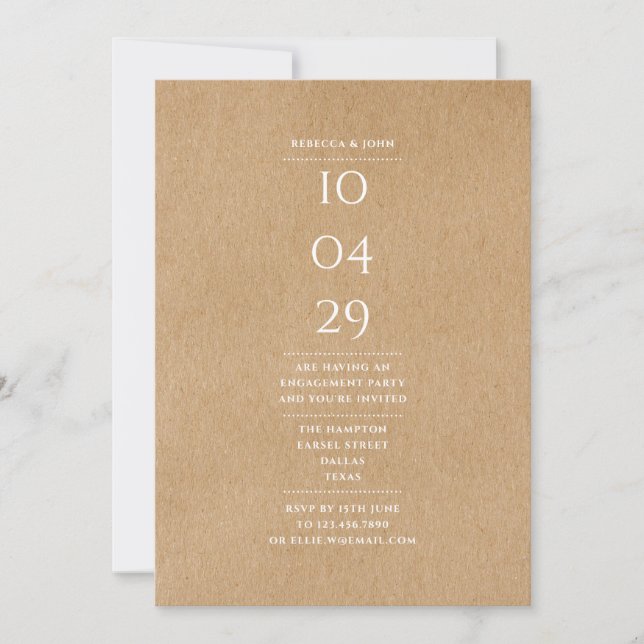 Invitation Date Spécial Moderne Simple Fête de Fiançailles Ru (Devant)