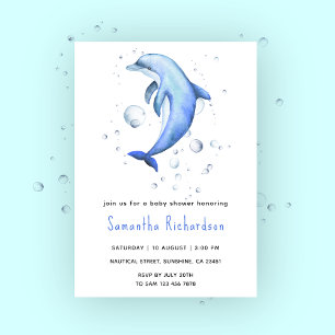 Invitation Dauphin Aquarelle Sous la Mer Baby Shower
