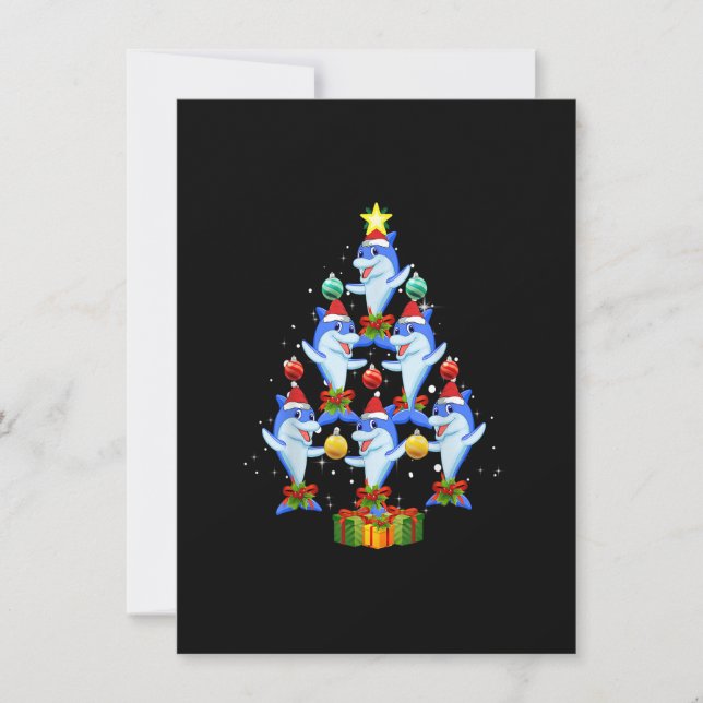 Invitation Dauphin Arbre de Noël Ornements Père Noël Drôle No (Devant)