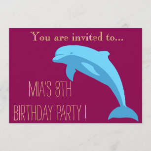 Invitation Dauphin bleu ou fête d'anniversaire