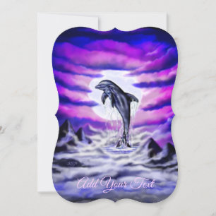 Invitation Dauphin clair de lune