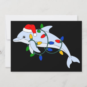 Invitation Dauphin de Noël Chapeau de Père Noël Lumières Xmas