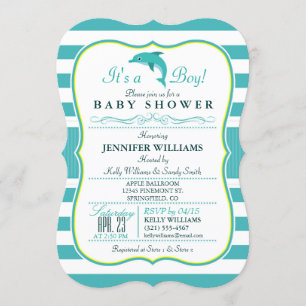 Invitation Dauphin, Élégant, Baby shower À Thème Nautique