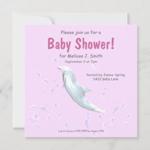 Invitation Dauphin en rose - Baby shower