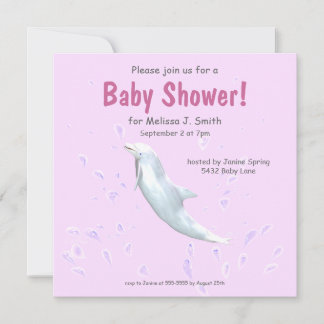 Invitation Dauphin en rose - Baby shower