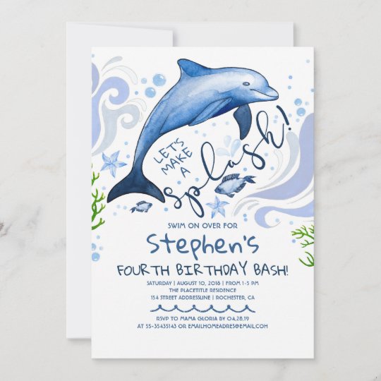 Invitation Dauphin Fete D Anniversaire De La Piscine D Ete Zazzle Fr