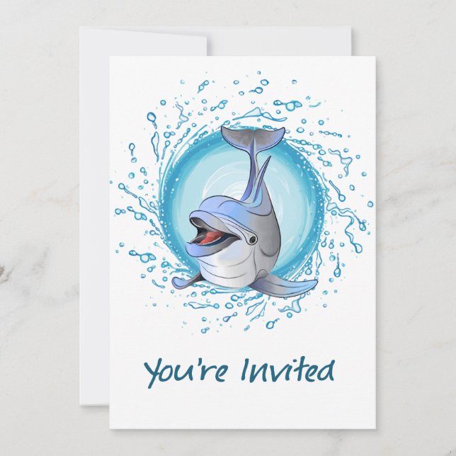 Invitation Dauphin riant en cercle d'éclaboussure vous êtes (Devant)