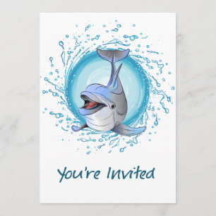 Invitation Dauphin riant en cercle d'éclaboussure vous êtes