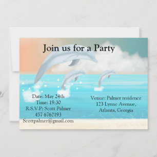 Invitation dauphins faisant des sauts dans l'océan      