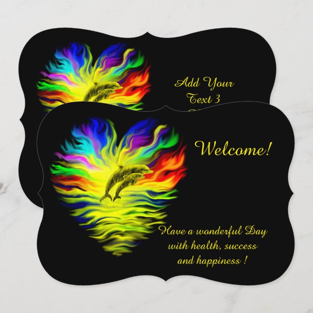 Invitation Dauphins sous le soleil, ajoutez votre texte Invit (Devant / Derrière)