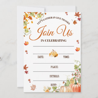 Invitation d'automne avec des citrouilles