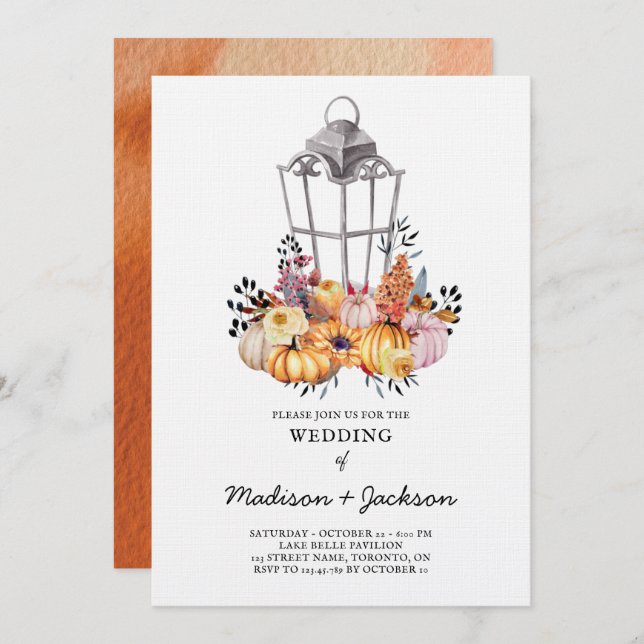 Invitation d'automne de la lanterne mariage (Devant / Derrière)