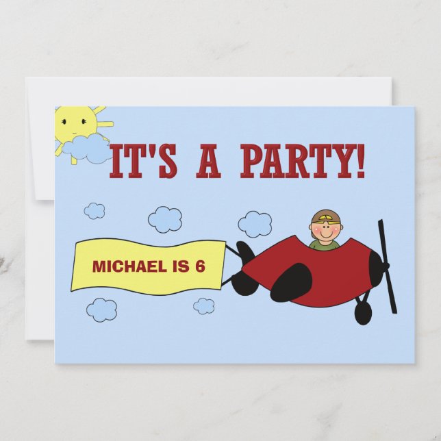 Invitation d'avion personnalisée pour enfants (Devant)